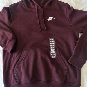 Nike Women's Burgundy Hoodie with White Swoosh